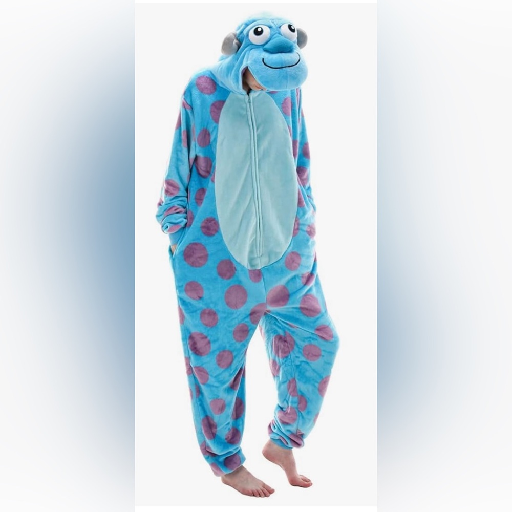 Monsters Inc Sully Blue Polka Dot Plush One-Piece Coverall